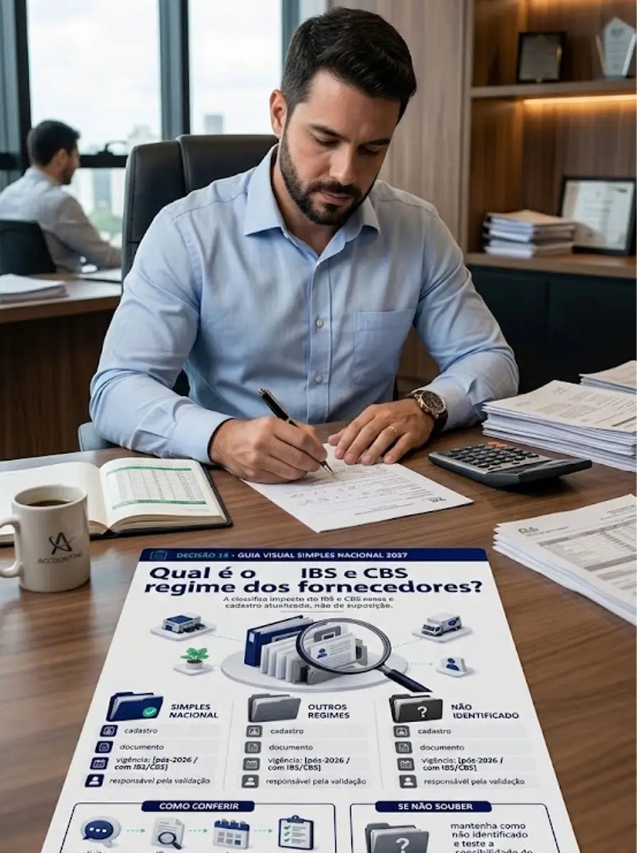 Profissional analisando o guia sobre fornecedores